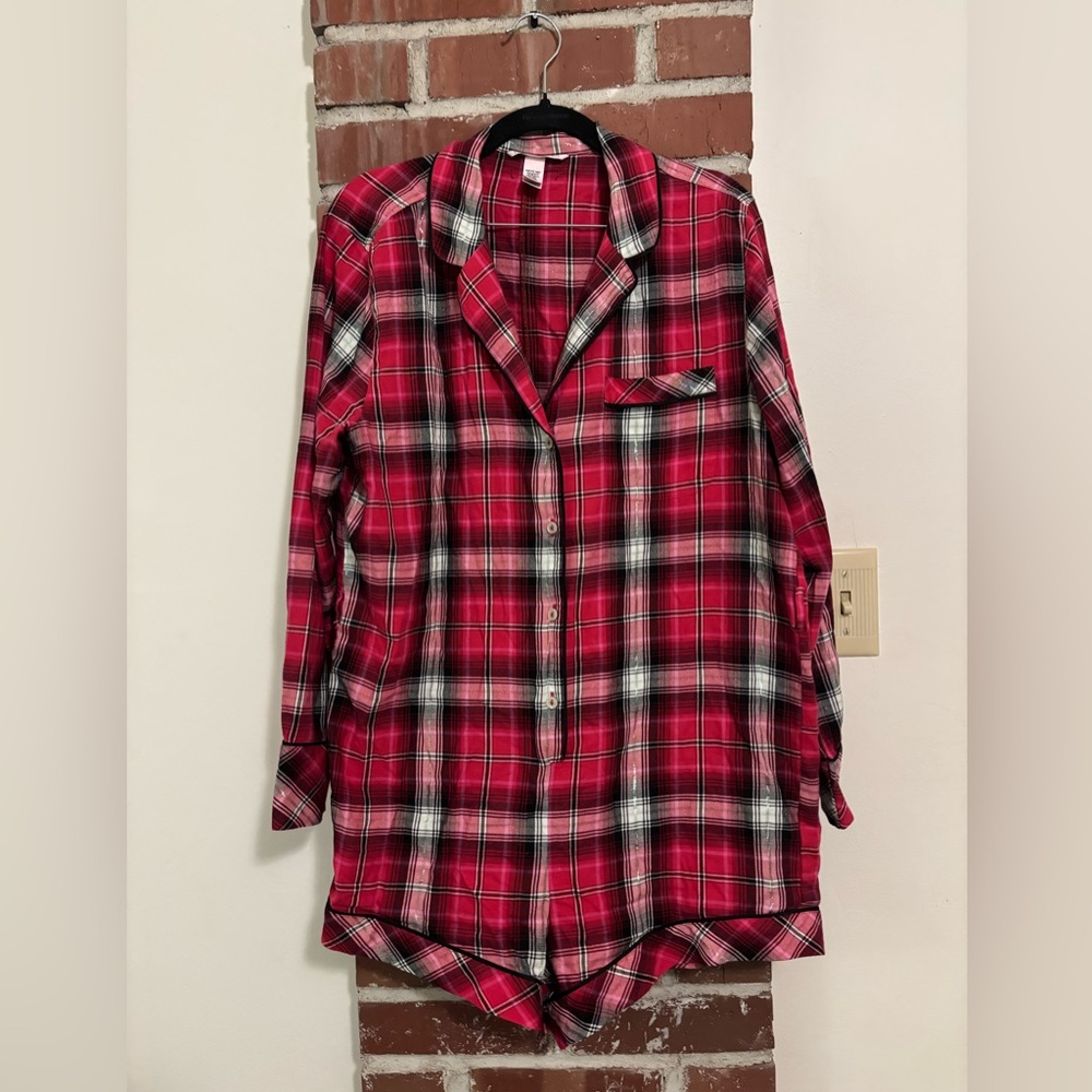 Victoria's Secret Red Plaid Pajama Top